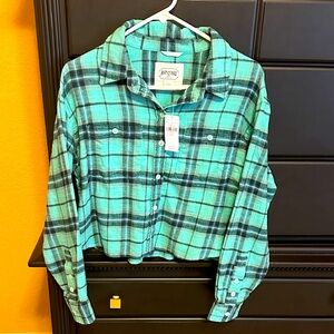 American Eagle Outfitters Teal Plaid flannel